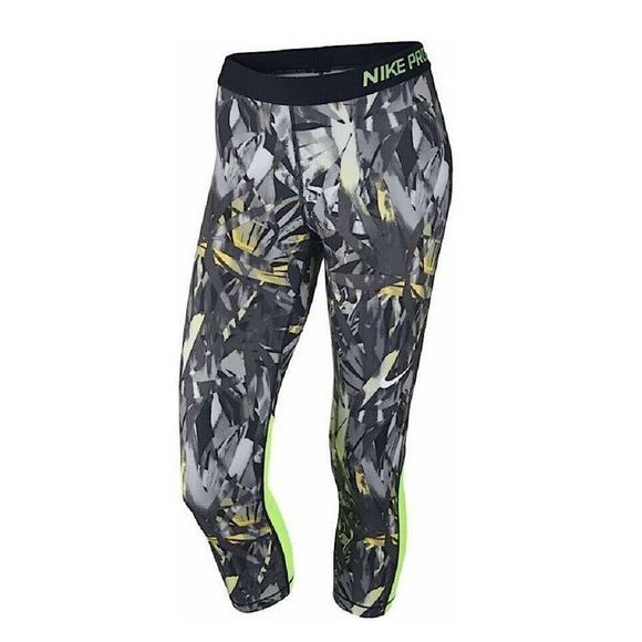 NIKE Pro Painted Palms Allover Print Capri Pant Leggings Gym Runing Compression - Picture 1 of 9